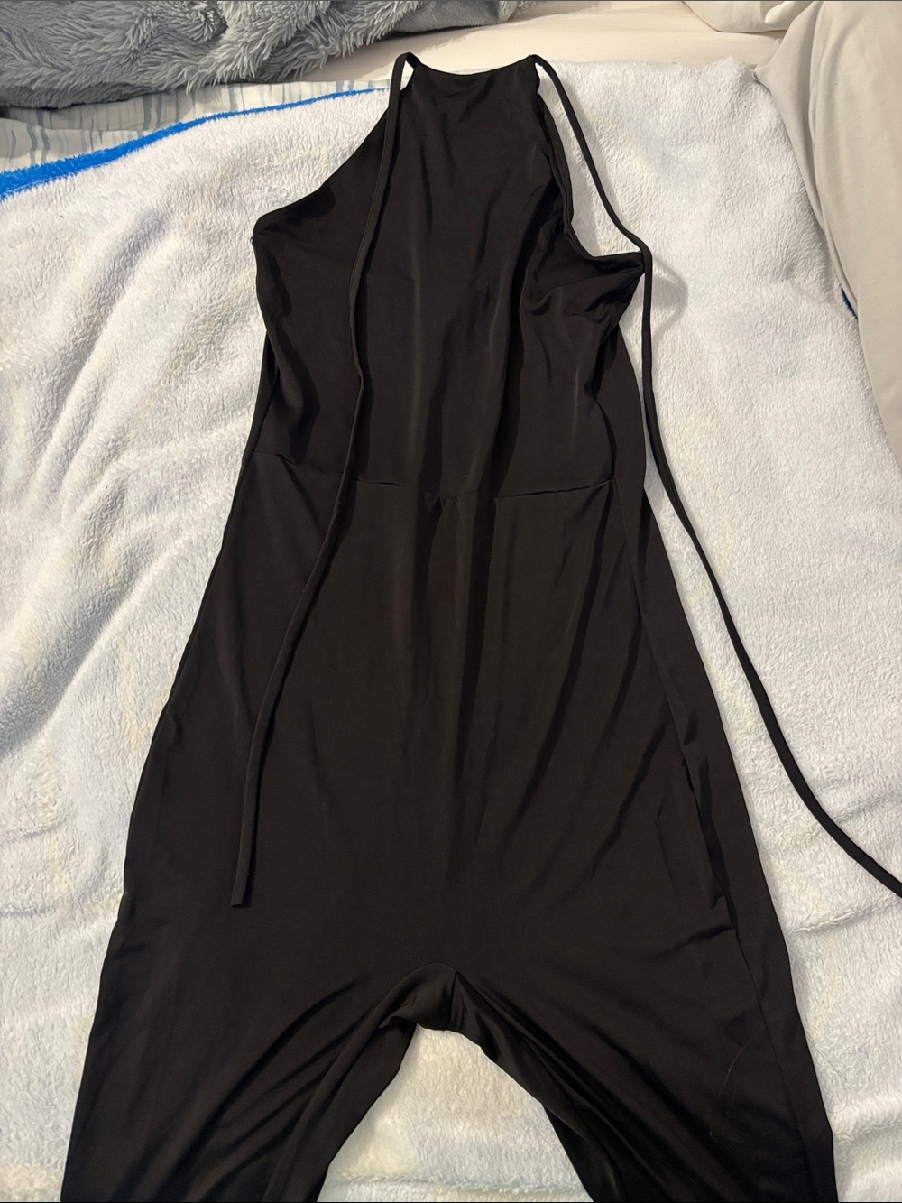 Black Sleeveless Jumpsuit with Halter Neck